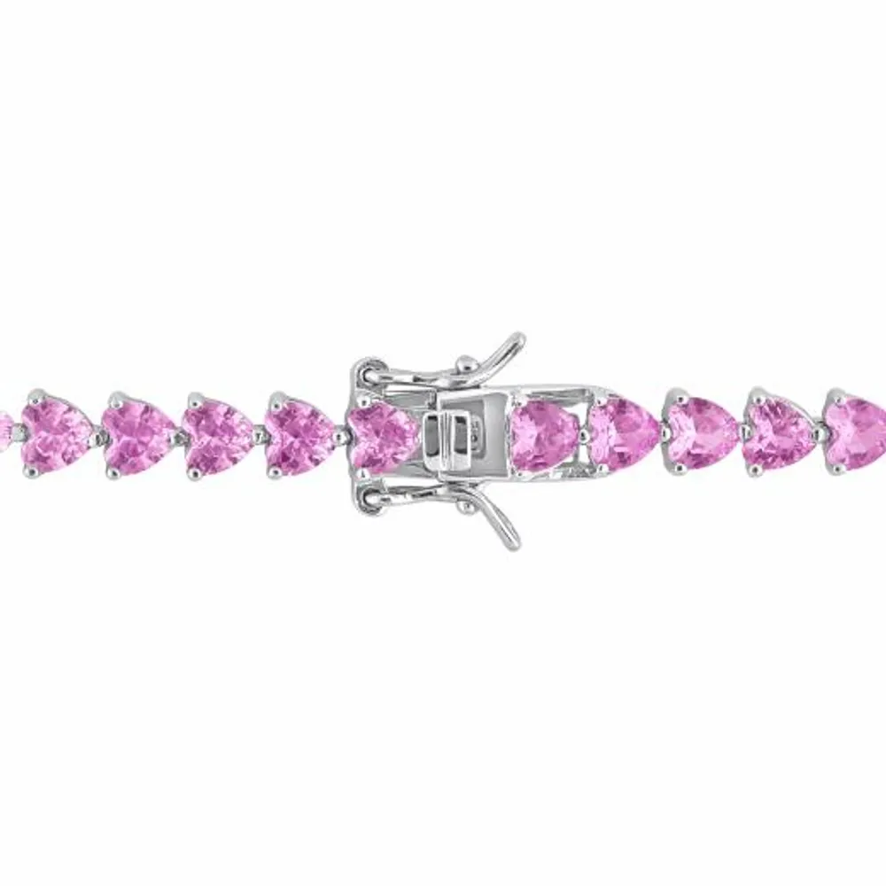 Julianna B Sterling Silver Created Pink Sapphire Bracelet 7.5