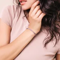 Julianna B Sterling Silver Created Pink Sapphire Bracelet 7.5