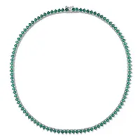 Julianna B Sterling Silver Created Emerald Tennis Necklace 18