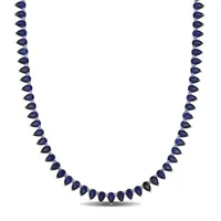 Julianna B Sterling Silver Created Blue Sapphire Tennis Necklace 18