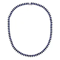 Julianna B Sterling Silver Created Blue Sapphire Tennis Necklace 18