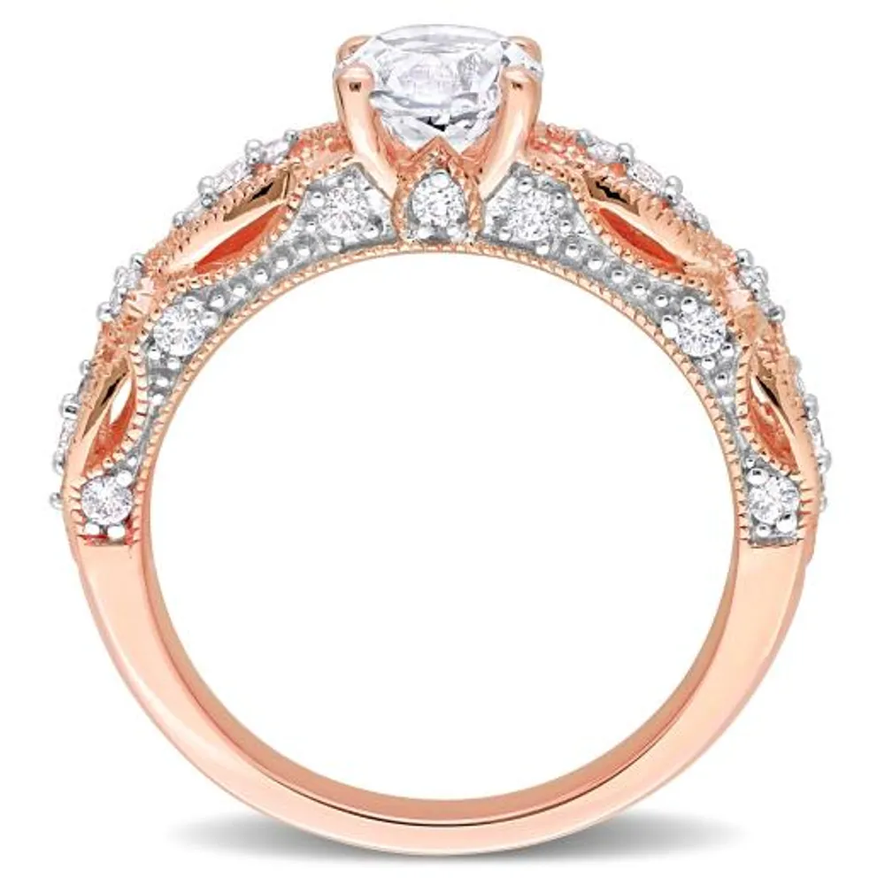 Julianna B 10K Rose Gold Created White Sapphire Diamond Ring