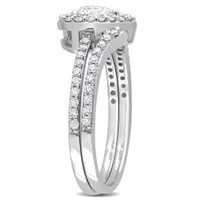 Julianna B 10K White Gold Created White Sapphire and Diamond Bridal Set