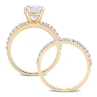 Julianna B 10K Yellow Gold Created White Sapphire Bridal Set