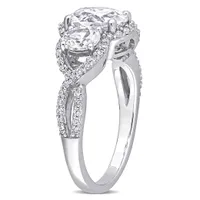 Julianna B 10K White Gold Created White Sapphire and Diamond Ring