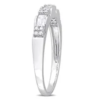 Julianna B 10K White Gold Created White Sapphire and Diamond Eternity Ring