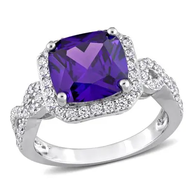 Julianna B Sterling Silver Purple and White Cubic Zirconia Ring