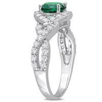 Julianna B Sterling Silver Green and White Cubic Zirconia Ring