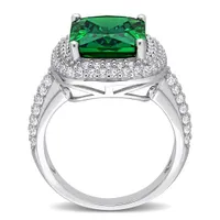 Julianna B Sterling Silver Green and White Cubic Zirconia Ring