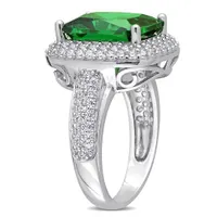 Julianna B Sterling Silver Green and White Cubic Zirconia Ring