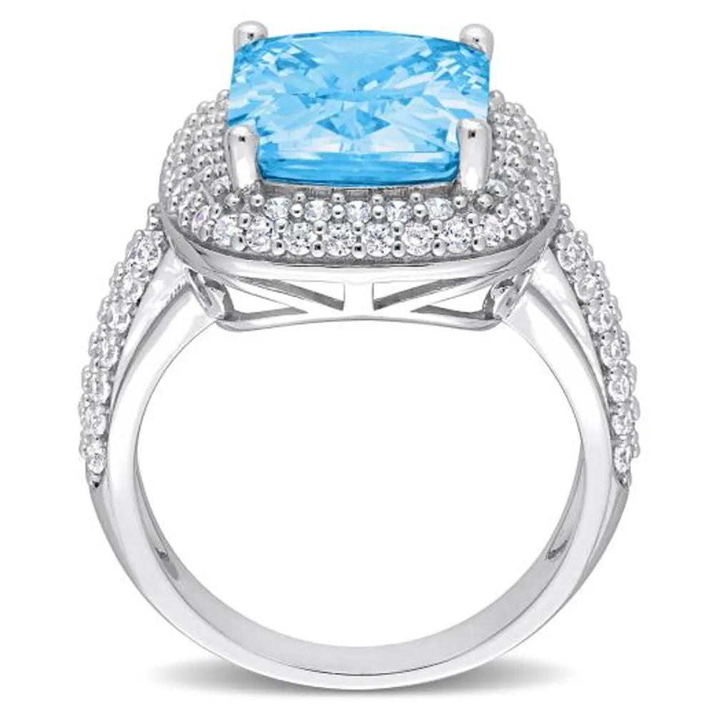 Julianna B Sterling Silver Blue and White Cubic Zirconia Ring