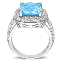 Julianna B Sterling Silver Blue and White Cubic Zirconia Ring