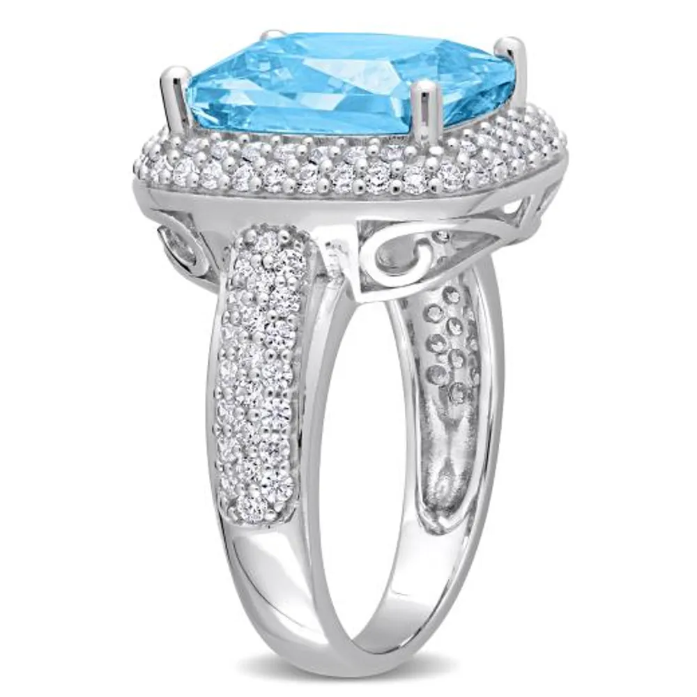 Julianna B Sterling Silver Blue and White Cubic Zirconia Ring