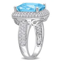 Julianna B Sterling Silver Blue and White Cubic Zirconia Ring