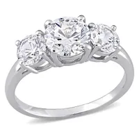 Julianna B Sterling Silver Cubic Zirconia 3 Stone Ring