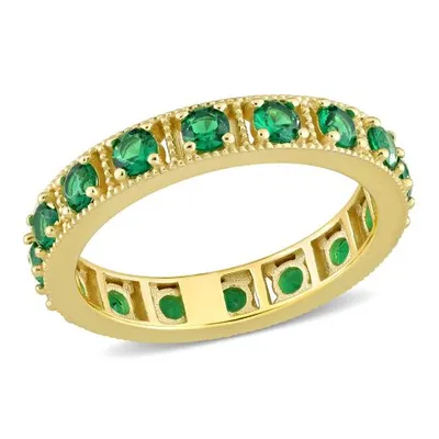 Julianna B Sterling Silver Yellow Plated Green Cubic Zirconia Eternity Band