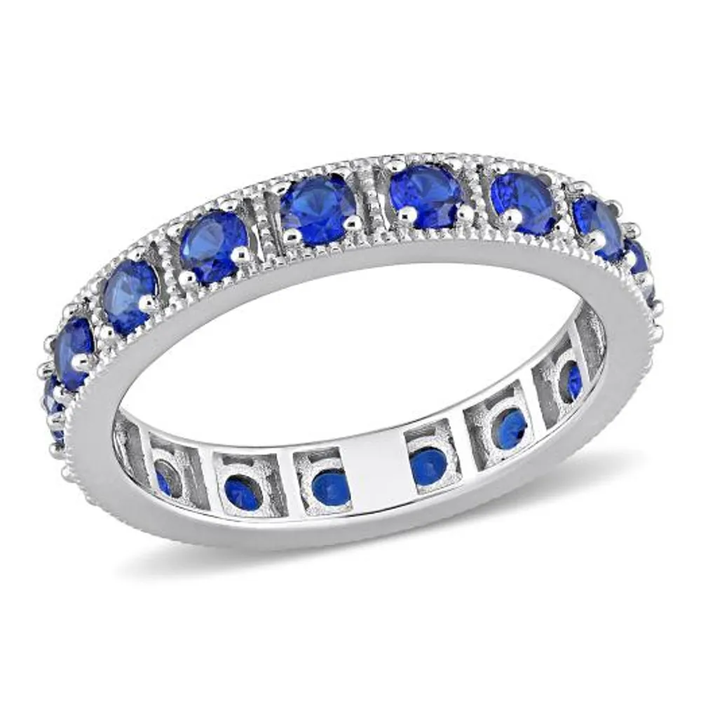 Julianna B Sterling Silver Blue Cubic Zirconia Eternity Band