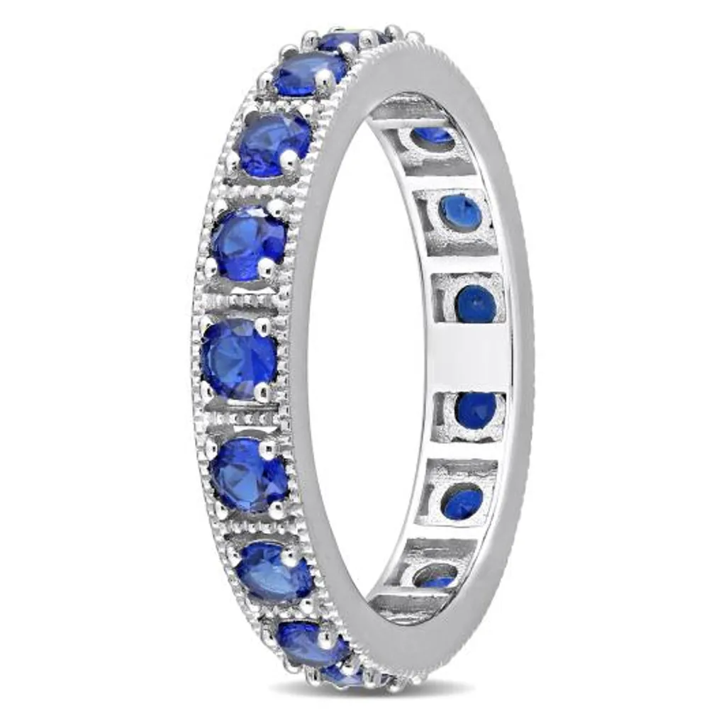 Julianna B Sterling Silver Blue Cubic Zirconia Eternity Band