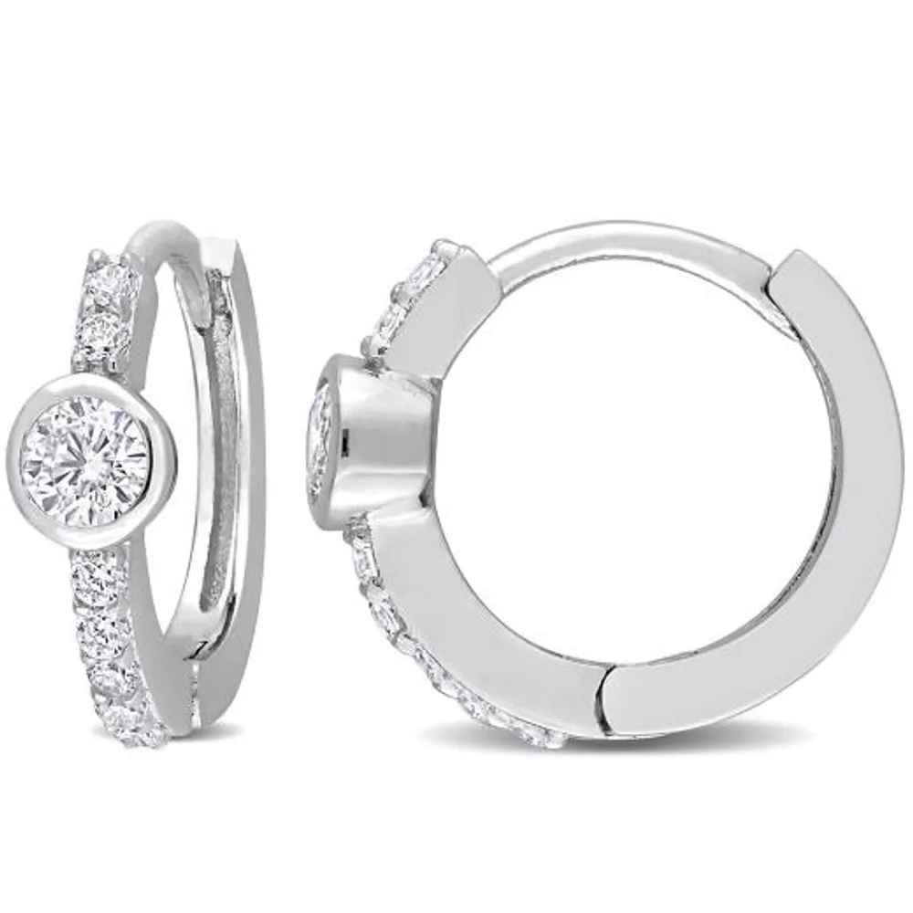 Julianna B Sterling Silver Cubic Zirconia Hoop Earrings