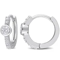 Julianna B Sterling Silver Cubic Zirconia Hoop Earrings