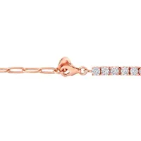 Julianna B Sterling Silver Rose Plated Cubic Zirconia Tennis Bracelet