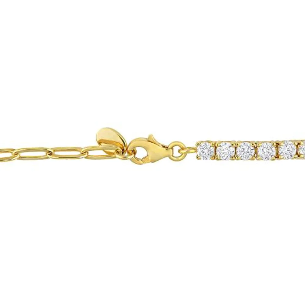 Julianna B Sterling Silver Yellow Plated Cubic Zirconia Tennis Bracelet