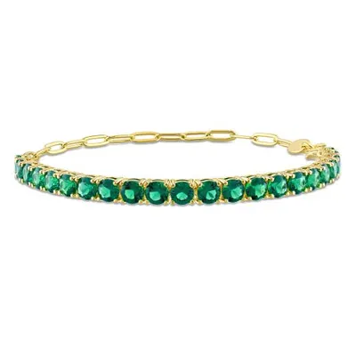 Julianna B Sterling Silver Yellow Plated Green Cubic Zirconia Tennis Bracelet