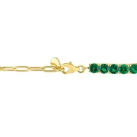 Julianna B Sterling Silver Yellow Plated Green Cubic Zirconia Tennis Bracelet