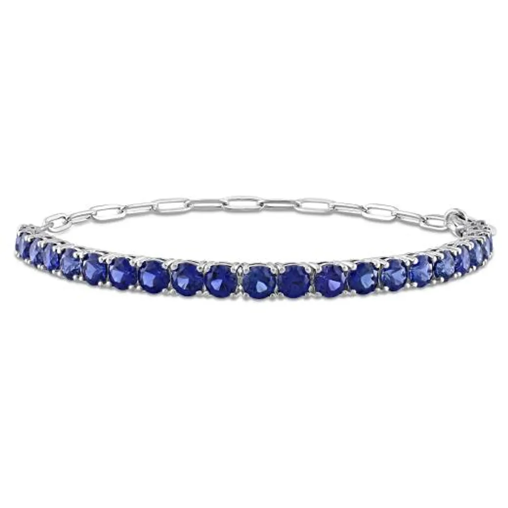 Julianna B Sterling Silver Blue Cubic Zirconia Tennis Bracelet