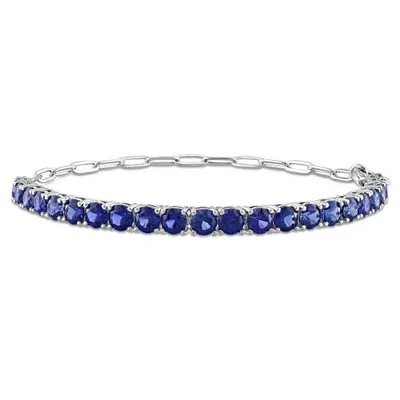 Julianna B Sterling Silver Blue Cubic Zirconia Tennis Bracelet