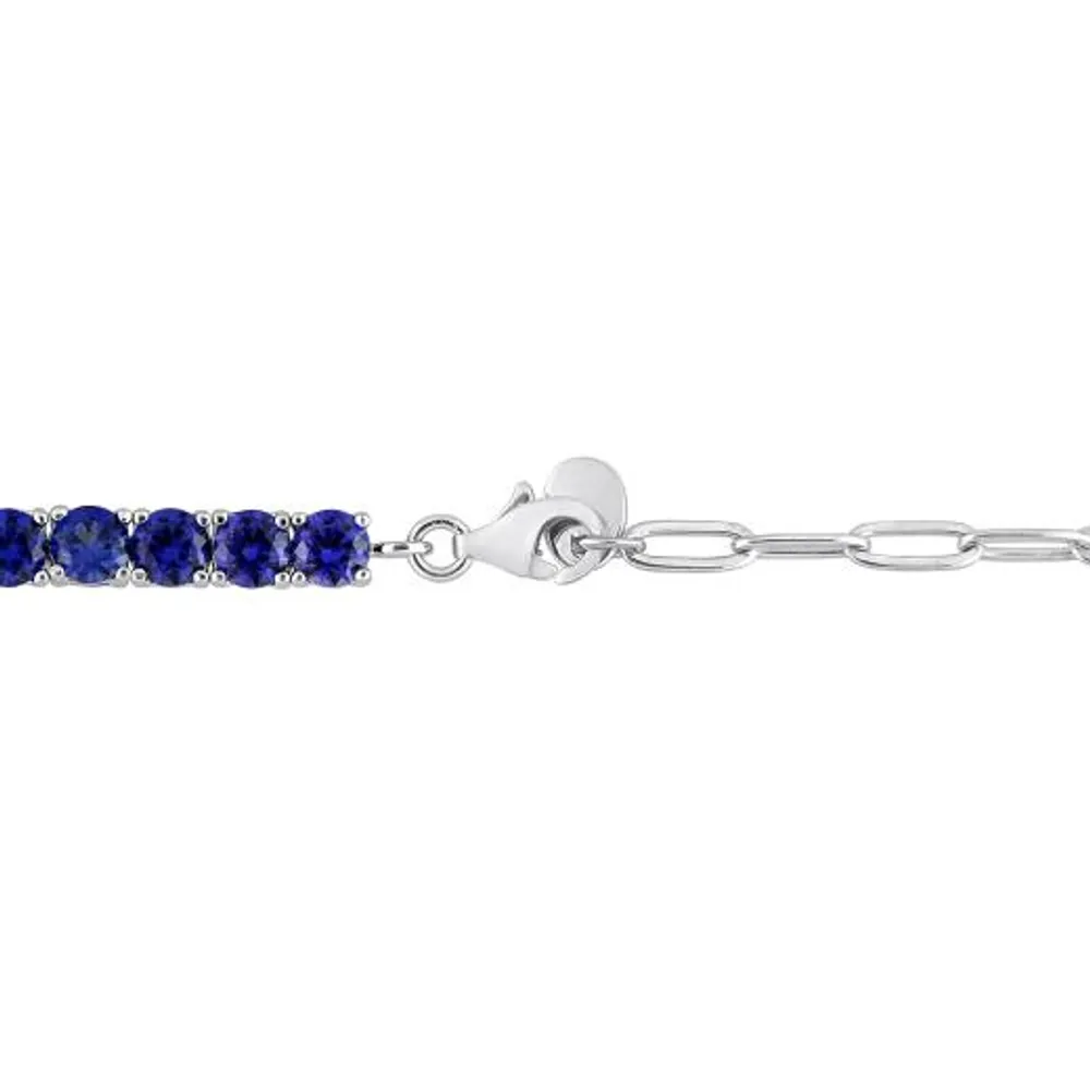 Julianna B Sterling Silver Blue Cubic Zirconia Tennis Bracelet