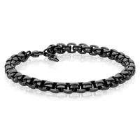 Stainless Steel Gunmetal Round Box Bracelet