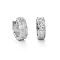 Italgem Polished Cubic Zirconia Pave Huggie Earrings