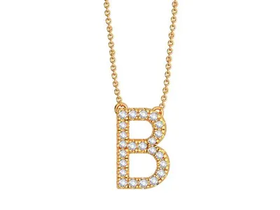 Bella Moda 10K Yellow Gold 0.10CTW Diamond Initial "B" Necklace