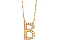 Bella Moda 10K Yellow Gold 0.10CTW Diamond Initial "B" Necklace
