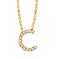 Bella Moda 10K Yellow Gold 0.10CTW Diamond "C" Necklace