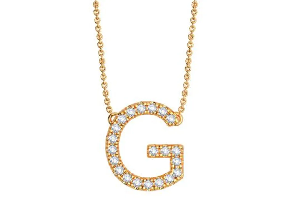 Bella Moda 10K Yellow Gold 0.11CTW Diamond Initial "G" Necklace