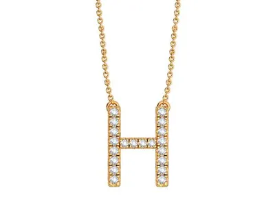 Bella Moda 10K Yellow Gold 0.10CTW Diamond Initial "H" Necklace