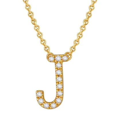 Bella Moda 10K Yellow Gold 0.10CTW Diamond Initial "J" Necklace