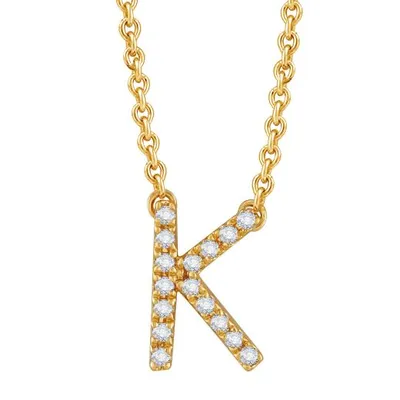 Bella Moda 10K Yellow Gold 0.10CTW Diamond Initial "K" Necklace