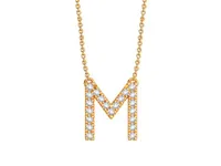 Bella Moda 10K Yellow Gold 0.10CTW Diamond Initial "M" Necklace