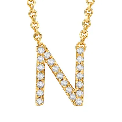Bella Moda 10K Yellow Gold 0.10CTW Diamond Initial "N" Necklace