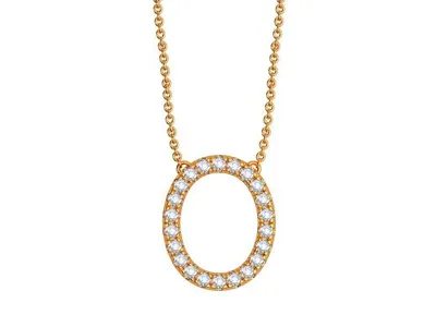 Bella Moda 10K Yellow Gold 0.10CTW Diamond Initial "O" Necklace