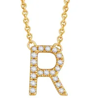 Bella Moda 10K Yellow Gold 0.10CTW Diamond Initial "R" Necklace