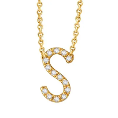 Bella Moda 10K Yellow Gold 0.10CTW Diamond Initial "S" Necklace