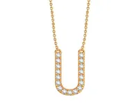 Bella Moda 10K Yellow Gold 0.10CTW Diamond Initial "U" Necklace