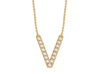 Bella Moda 10K Yellow Gold 0.10CTW Diamond Initial "V" Necklace