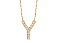 Bella Moda 10K Yellow Gold 0.10CTW Diamond Initial "Y" Necklace