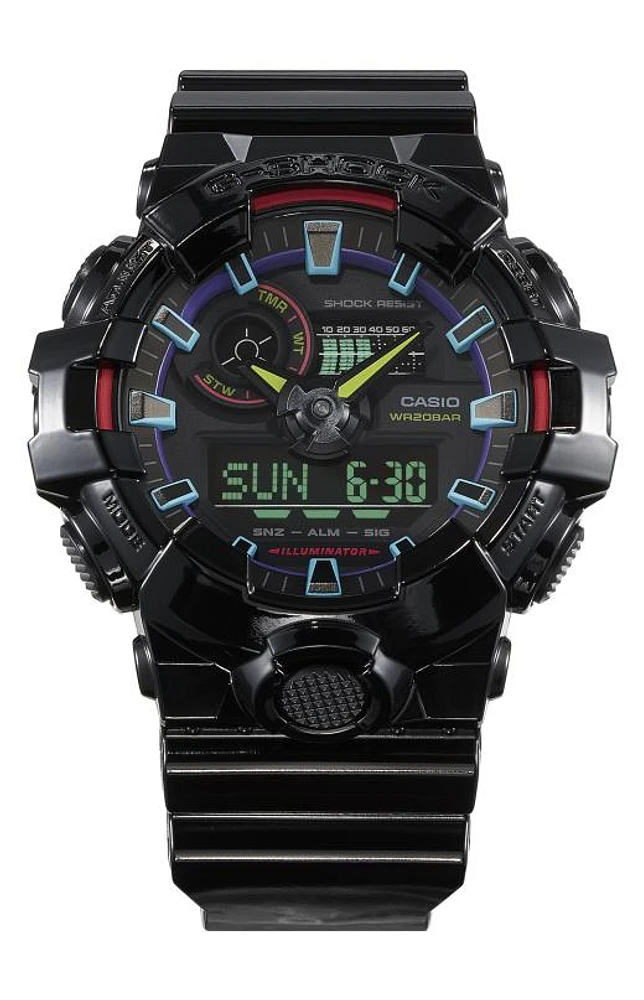 Casio G-Shock Men's Analog-Digital GA-700 Series Black & Iridescent Watch