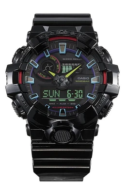 Casio G-Shock Men's Analog-Digital GA-700 Series Black & Iridescent Watch